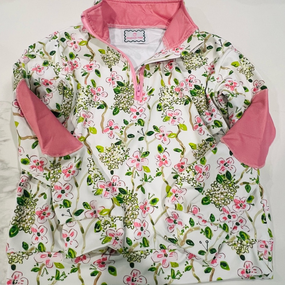 Floral Pink and Green Pullover Jacket - Picture 3 of 6